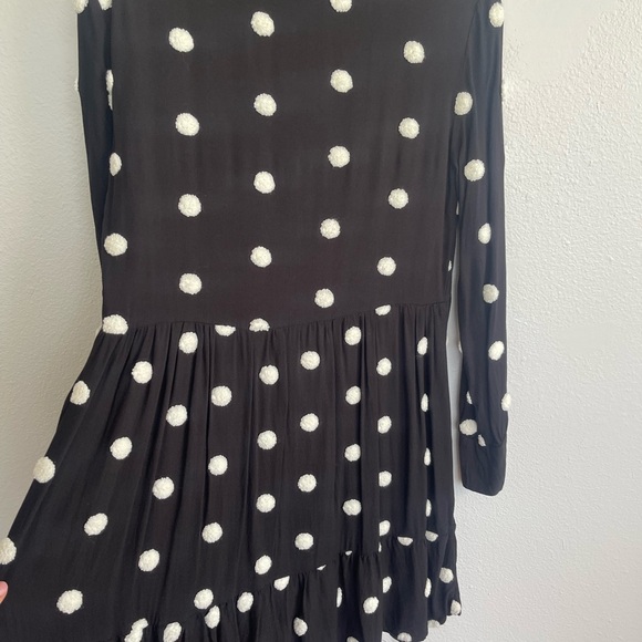 Zara Black and White Polka Dot Long Sleeve Dress - Picture 4 of 5